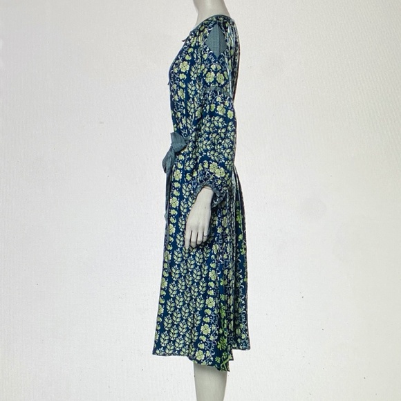 D'Ascoli Toscana Blue Silk Midi Dress sz S NEW - Picture 9 of 13